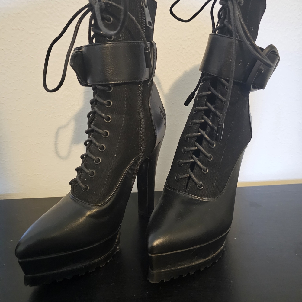 Dolls Kill Bassline Laced And Belted Ankle Boots